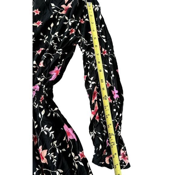 NWT Free People Lighten Up Floral Mini Dress, Long Sleeves, Black, Size SMALL - Picture 5 of 6